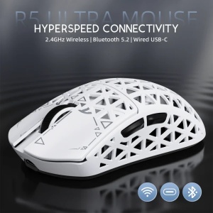 Bežični gaming miš Attack Shark R5Ultra PAW3950MAX/Carbon Fiber/Superlight/8KHz/Omron Switches/White - Img 4