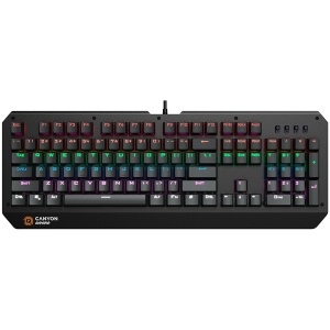 CANYON Hazard GK-6, Wired multimedia gaming keyboard with lighting effect, 108pcs rainbow LED, Numbers 104keys, EN double injection layout, cable length 1.8M, 450.5*163.7*42mm, 0.90kg, color black CND-SKB6-US