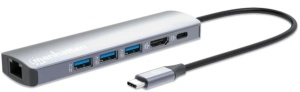 Docking station Manhattan 153959 6in1 USB-C - HDMI/3xUSB/GLAN/PD 100W