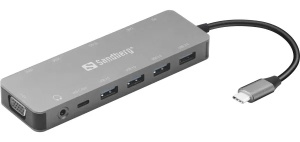 Docking station Sandberg 13in1 USB-C - 2xHDMI/VGA/LAN/3xUSB 3.0/USB C 136-45 - Img 4