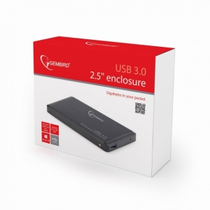 Gembird HDD/SSD External Enclosure, 2.5", SATAIII, USB3.0, Aluminium, Black EE2-U3S-2