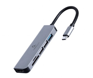 Gembird USB Type-C 6-in-1 multi-port adapter (Hub + HDMI + card reader) A-CM-COMBO6-02