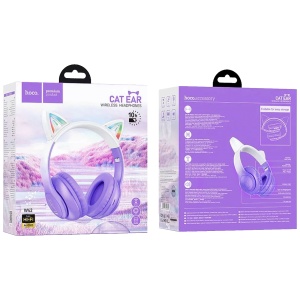 hoco. Bežične stereo slušalice, Bluetooth v5.3, 400mAh - W42 Cat Ears, Purple Grape - Img 3
