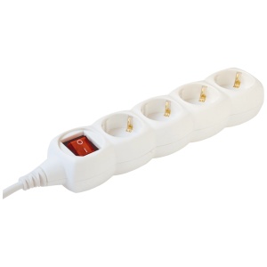 home Produžni kabel, 4 utičnice, prekidač, 1.5mm2, 3 met, beli - NV 4K-3/WH/1.5