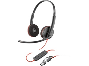HP Poly HP Poly Blackwire 3220 Stereo USB-C Headset +USB-C/A Adapter, Black, 2yw 8X228AA