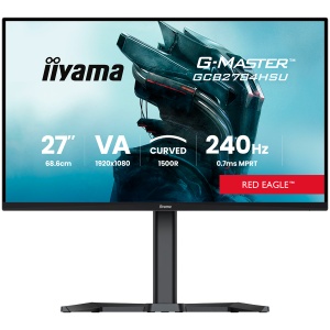 IIYAMA Gaming Monitor 27 inch VA panel curved 1500R G Master Red Eagle FreeSync Premium 1920x1080 165Hz 250 cd m2 DisplayPort 2xHDMI 1ms MPRT speakers USB 2x 2.0 Black Tuner height adjustable stand GCB2784HSU-B1