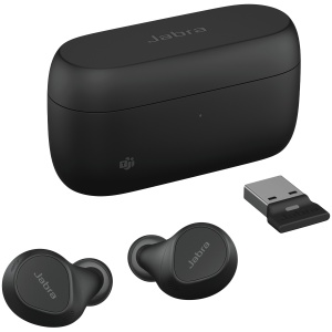 JABRA EVOLVE2 Buds MS, Cradle USB-A MS, Link 380 BT adapter USB-A MS, 30 cm USB-C to USB-A cable, Ear gels, warranty 20797-999-999