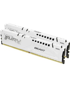 Kingston DDR5 32GB (2x16GB) 6000MT/s [FURY BEAST], Non-ECC UDIMM, CL36 1.35V, 288-Pin 1Rx8, White, Memory Kit, w/Heatsink, XMP & EXPO KF560C36BWE2K2-32 - Img 1