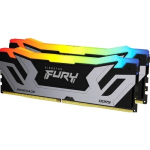 Kingston DDR5 48GB (2x24GB) 8400MT/s [FURY RENEGADE RGB], Non-ECC CUDIMM (Clocked), CL40 1.45V, 288-pin 1Rx8, Silver/Black, Memory Kit, w/Heatsink, XMP KF584CU40RSAK2-48