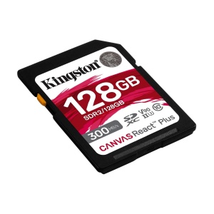 Kingston SD Card 128GB, Canvas React Plus Professional, SDXC Class10 UHS-II U3 V90, Up to 300MB/s read and 260MB/s write, for Full HD/2K/4K/8K SDR2/128GB