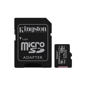 MC MicroSDXC Kingston 128GB Canvas Select Plus G3 150R U1 V10 SDCS3/128GB + Adapter *
