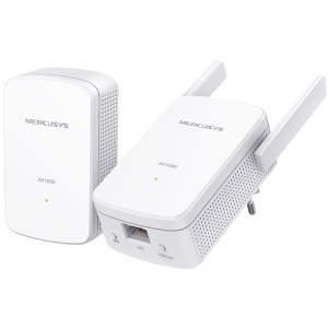 Mercusys MP510 KIT AV1000 Gigabit Powerline N300 Wi-Fi KIT (1× MP510 + 1× MP500) 300 Mbps at 2.4 GHz, 1000 Mbps Powerline,Broadcom CPU, 1× Gigabit Port, 2× Fixed External Antennas, Wall Plugged, HomePlug AV2,Plug and Play, One-Touch Wi-Fi Config. MP510KIT - Img 3