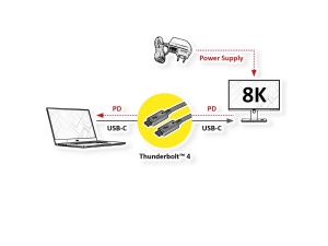 ROLINE Thunderbolt 4 Cable 40Gbit/s 100W C-C M/M passive crna 0.80 m - Img 1