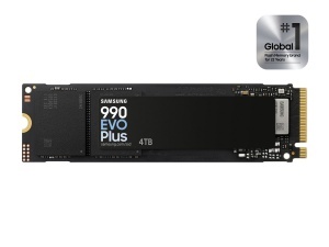 Samsung M.2 NVMe 4TB, 2280, PCIe Gen 4.0x4/5.0x2, 990 EVO Plus, Read up to 7250 MB/s, Write up to 6300 MB/s (single sided) MZ-V9S4T0BW