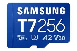 Samsung MicroSD 256GB, T7, SDXC, UHS-I U3 V30 A2, Read up to 170MB/s, Write up to 130MB/s, for 4K and FullHD video recording MB-MB256T/WW