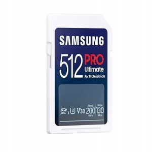 Samsung SD Card 512GB, PRO Ultimate, SDXC, UHS-I U3 V30, Read up to 200MB/s, Write up to 130 MB/s, for 4K and FullHD video recording MB-SY512S/WW