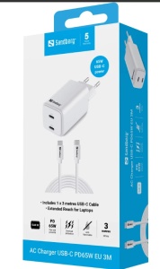 Sandberg 441-76 AC Charger USB-C PD65W EU 3M - Img 3
