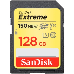 SANDISK Extreme 128GB SDXC Memory Card + 1 year RescuePRO Deluxe up to 180MB/s & 90MB/s Read/Write speeds, UHS-I, Class 10, U3, V30 SDSDXVA-128G-GNCIN *