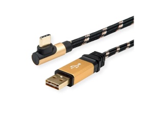 Secomp Roline Gold USB2.0 Reversibile type C - A, pod uglom 90, M/M 3.0m