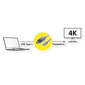 Secomp STANDARD Type C - DisplayPort Cable, M/M, 1.0 m - Img 2