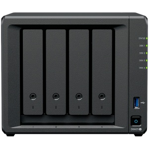 Synology DiskStation DS925+ Tower, 4-Bays 3.5'' SATA HDD/SSD, 2 x M.2 2280 NVMe SSD slot, CPU AMD Ryzen V1500B 4-core 2.2 GHz, 4 GB DDR4 ECC SODIMM, 2x RJ-45 2.5 GbE LAN Port; 2x USB 3.2; 1 xUSB Type-C expansion port; 2.26 kg; 3yr warranty DS925PLUS - Img 1