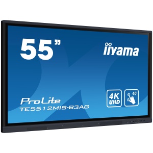 The TE5512MIS-B3AG is an exceptional 4K UHD interactive display designed by iiyama to enhance collaboration, communication, and engagement. With key features like Zero Airgap LCD screen eliminating parallax, PureTouch-IR, iiWare 10 with Android 11. TE5512 - Img 2