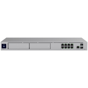 Ubiquiti rack-mount Cloud Gateway with 10 Gbps performance, multi-WAN load balancing, and two NVR drive bays designed for large-scale, multi-application UniFi sites UDM-PRO-MAX-EU