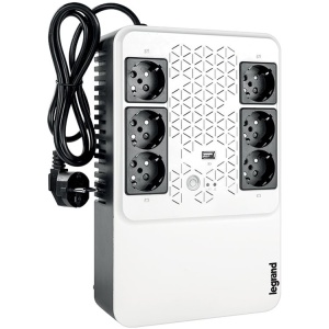 UPS Legrand Keor Multiplug 600VA/360W, Single phase, Line Interactive Technology- VI, Simulated SineWave,Cold Start Function,USB charger - Type A female/5 V, Outlet-6xGerman Standard, Quantity of internal batteries - 1pc 12V 7.2Ah, Internal AVR. LN310081