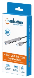 USB HUB 4port Manhattan 168427 3.0/3xUSB 2.0 480Mbps/1xUSB 3.0 5Gbps/sivi - Img 3