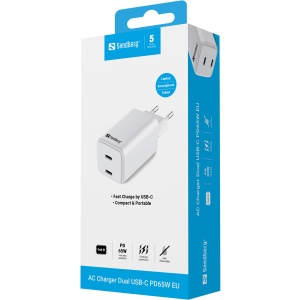 USB kućni punjač Sandberg 441-56 Dual USB-C PD 65W - Img 2