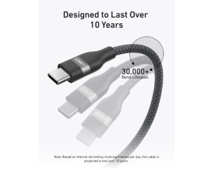 ANKER USB tip-C kabl M/M 1.8m, za Super brzo punjenje 240W/480Mbps, pleteni, crni - Img 4