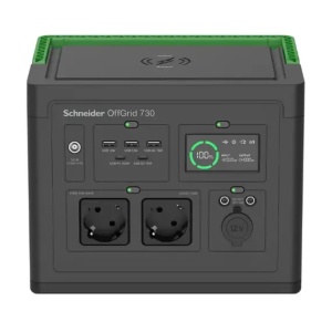 APC Schneider OffGrid Portable Power Station 730, 738Wh Lithium-ion, LCD, 2 CEE 7/3 Schuko outlets, Sinewave, 3 USB-A, 2 USB-C, Wireless Charger PPS730-GR