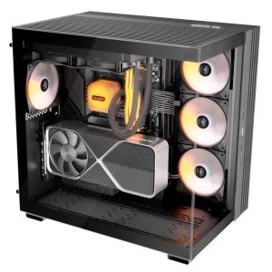be quiet! LIGHT BASE 600 DX Black, MB compatibility: ATX / M-ATX / Mini-ITX, ARGB illumination, Support for motherboards with backside connector, 2 ARGB and fan hubs with 12 connectors in total, Space for up to two radiators up to 360mm BGW65