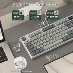 Bežična gaming tastatura Attack Shark K86 Mehanička/TriMode/TFT Screen/Media Control/Retro Gray - Img 2