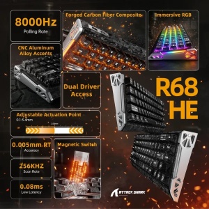 Bežična gaming tastatura Attack Shark R68HE Magnetic Switches/RT/Snap Tap/DKS/MT/TGL/Ink Shade - Img 3