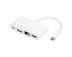 E-GREEN Adapter USB 3.1 tip C (M) - HDMI + USB3.0 + RJ45 + tip C (F) beli - Img 1