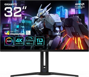 Gigabyte 31.5" 165Hz UHD 3840x2160, OLED, ClearMR 9000, OLED Care AI-Based Protection, KVM FO32U