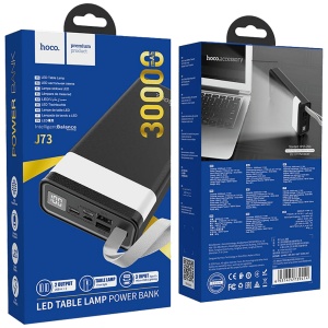 hoco. Power bank 30000mAh, Micro-USB / Tipe-C ulaz, lampa - J73 Powerful, Black - Img 2