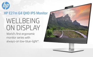 HP 27" Conferencing IPS AG QHD 2560x1440@75Hz, 16:9, 1000:1, 5ms, 300 cd/m², 178°/178°, 1 DP 1.2, 1 DP 1.2-out, 1 HDMI 1.4, 1 USB Type-C; 4 USB Type-A, 1 RJ-45, 2x5W, Height, Pivot, Swivel, Tilt, VESA 100, Black/Silver, 3yw, HP E27m G4 40Z29AA
