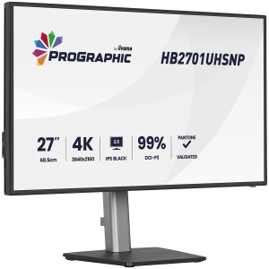 IIYAMA 27" IPS BLACK 2.0 panel, 3840x2160 UHD, DCI-P3 99%, Pantone Certified, Delta E 2, USB-C Dock (LAN 96W PD DP-OUT), 4ms, 15cm height adj. stand, 450cd/m2, CR 3000:1, HDMI, DisplayPort, Speakers, USB HUB (3x 3.2+1xC) HB2701UHSNP-B1 - Img 2