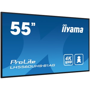Iiyama ProLite LH5560UHS-B1AG55" Diagonal Class (54.6" viewable) LED-backlit LCD display digital signage with built-in SoC media player 4K UHD (2160p) 3840 x 2160 edge-lit black matte finish LH5560UHS-B1AG LH5560UHS-B1AG - Img 2