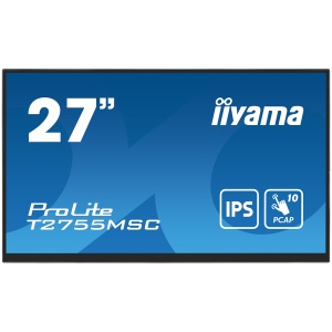 Iiyama ProLite T2755MSC-B1 - LED monitor27" touchscreen 1920 x 1080 Full HD (1080p) @ 60 Hz IPS 400 cd/m² 1000:1 5 ms HDMI DisplayPort speakers black matte T2755MSC-B1 - Img 1
