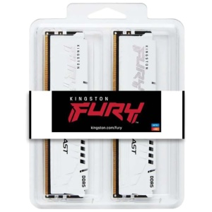 Kingston DDR5 32GB (2x16GB) 6000MT/s [FURY BEAST], Non-ECC UDIMM, CL36 1.35V, 288-Pin 1Rx8, White, Memory Kit, w/Heatsink, XMP & EXPO KF560C36BWE2K2-32 - Img 2