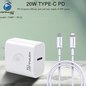 Konfulon C69D brzi kućni punjač 20W + DC13 Lightning KABL - Img 2