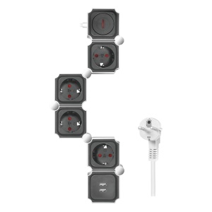 Logilink fleksibilni produžni kabl 4 mesta, 2 USB, 1.5m
