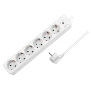 Logilink produžni kabl 6 mesta, prekidač, 1.5m, beli
