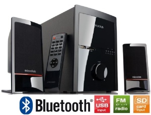 Microlab M700BT Aktivni drven zvucnici 2.1 46W RMS(18W,2x14W) SD, USB, FM, Bluetooth, daljinski, 3.5 - Img 4