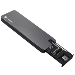 Natec RHINO M.2 NVME, SSD External Enclosure, M.2 NVMe/PCIe 2230/2242/2260/2280, Max. 2TB, USB Type-C (3.1 Gen.2), Aluminium/PVC, Space Grey NKZ-1953 - Img 1