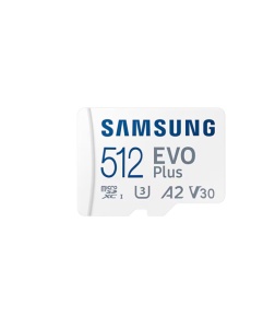 Samsung MicroSD 512GB, EVO Plus, SDXC, UHS-I U3 V30 A2, Read 160MB/s, for 4K and FullHD video recording, w/SD adapter MB-MC512SA/EU