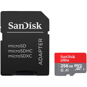 SANDISK Ultra microSDXC 256GB + SD Adapter 150MB/s A1 Class 10 UHS-I SDSQUAC-256G-GN6MA